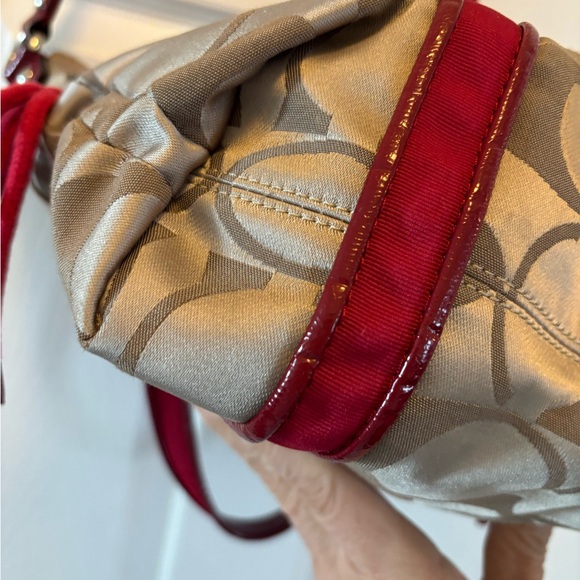 Coach Poppy 2012 Daisy Signature C F20101 Tan & Red Satchel/Crossbody BNOT - Picture 14 of 15